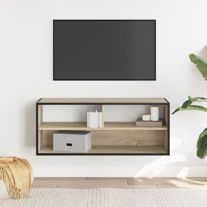 Dulap TV stejar sonoma, 100x31x39,5 cm, lemn prelucrat și metal WALTI