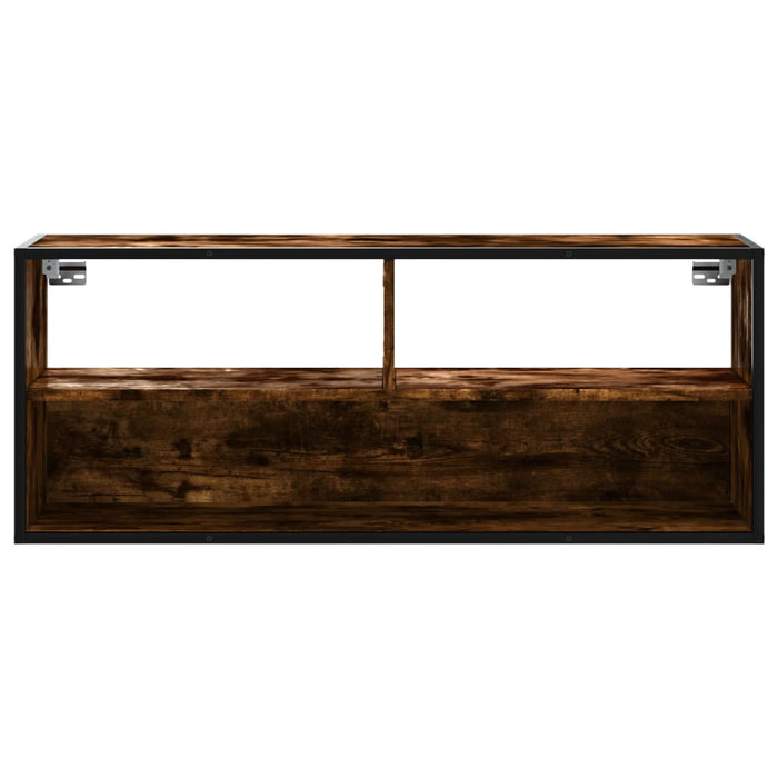 Dulap TV stejar fumuriu 100x31x39,5 cm, lemn prelucrat și metal - WALTI WALTI