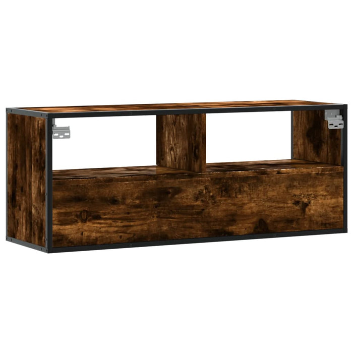 Dulap TV stejar fumuriu 100x31x39,5 cm, lemn prelucrat și metal - WALTI WALTI