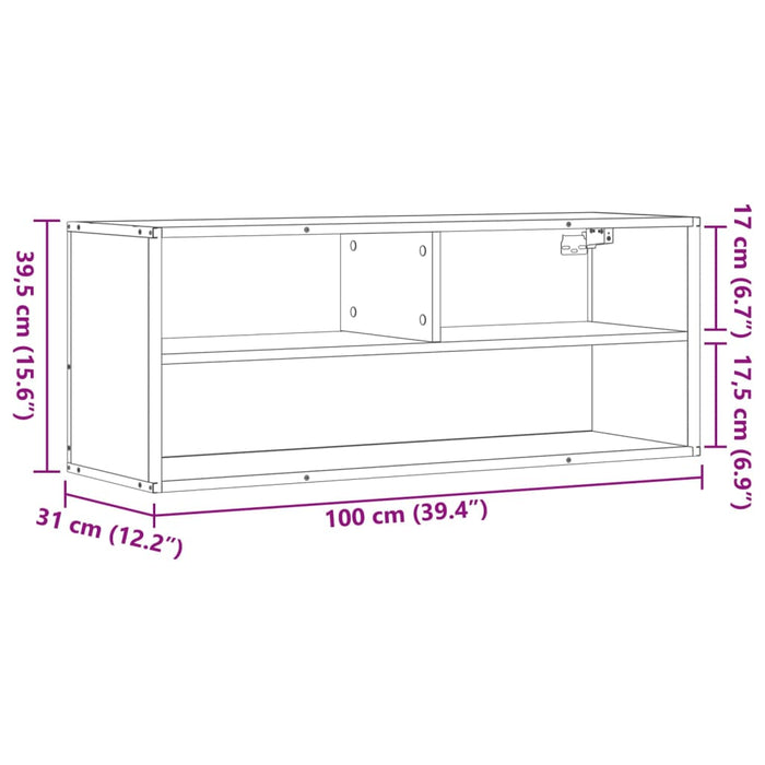 Dulap TV stejar fumuriu 100x31x39,5 cm, lemn prelucrat și metal - WALTI WALTI