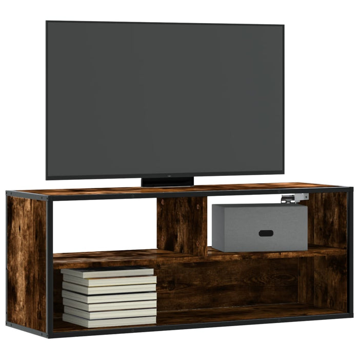 Dulap TV stejar fumuriu 100x31x39,5 cm, lemn prelucrat și metal - WALTI WALTI