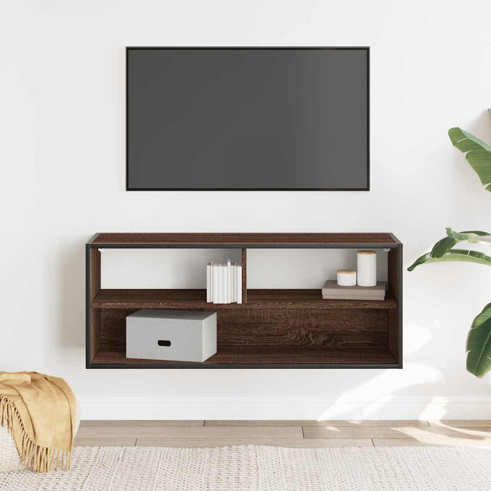 Dulap TV, stejar maro, 100x31x39,5 cm, lemn prelucrat și metal - WALTI WALTI