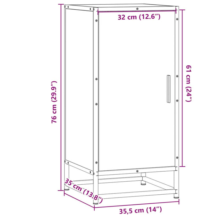 Dulap, stejar maro, 35,5x35x76 cm, lemn prelucrat și metal - WALTI WALTI