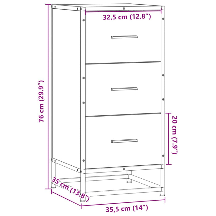 Dulap, stejar sonoma, 35,5x35x76 cm, lemn prelucrat și metal - WALTI WALTI