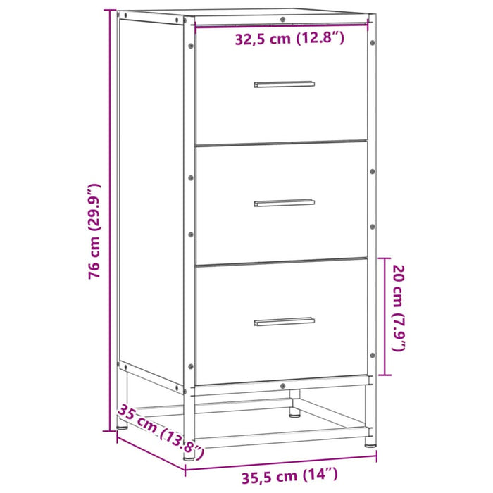 Dulap, gri sonoma, 35,5x35x76 cm, lemn prelucrat și metal - WALTI WALTI