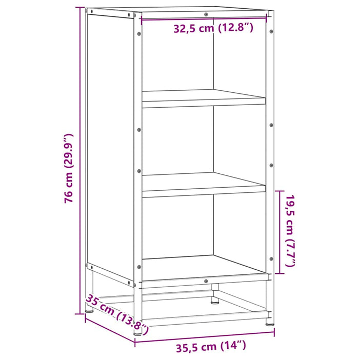Dulap, gri sonoma, 35,5x35x76 cm, lemn prelucrat și metal - WALTI WALTI