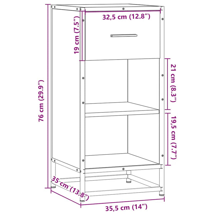 Dulap, stejar sonoma, 35,5x35x76 cm, lemn prelucrat și metal - WALTI WALTI