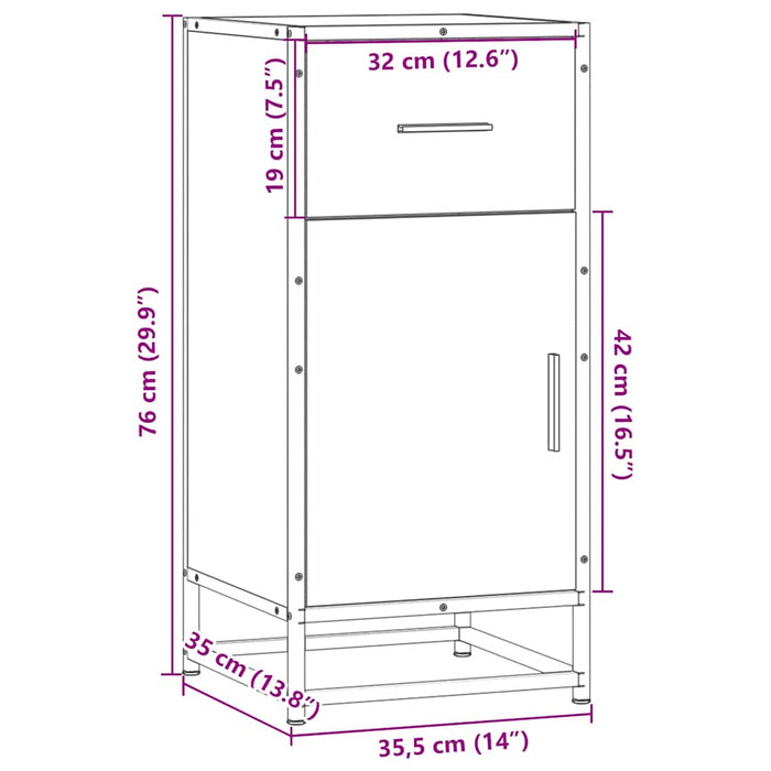Dulap, stejar sonoma, 35,5x35x76 cm, lemn prelucrat și metal - WALTI WALTI