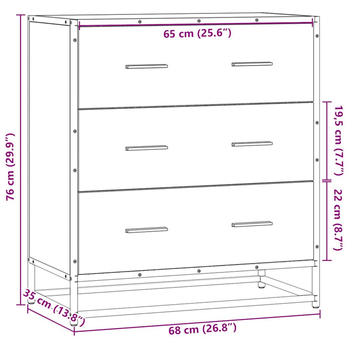 Dulap, stejar sonoma, 68x35x76 cm, lemn prelucrat și metal - WALTI WALTI