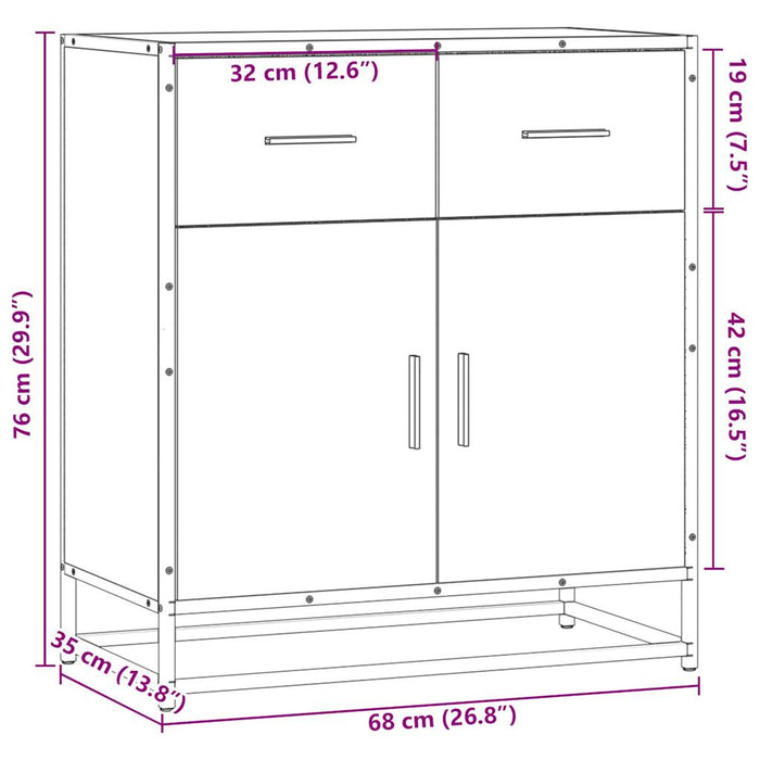 Bufetă Stejar afumat 68x35x76 cm Lemn prelucrat WALTI