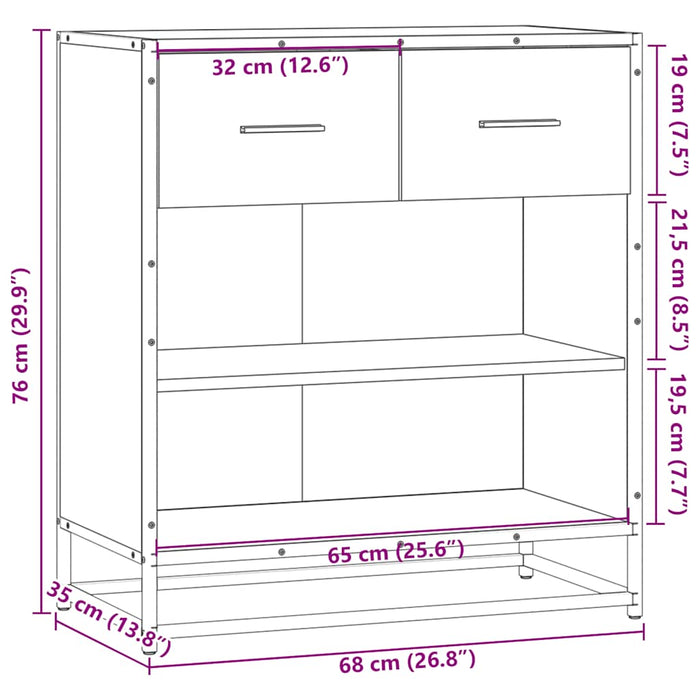 Bufetă Stejar Sonoma 68x35x76 cm Lemn prelucrat - WALTI WALTI