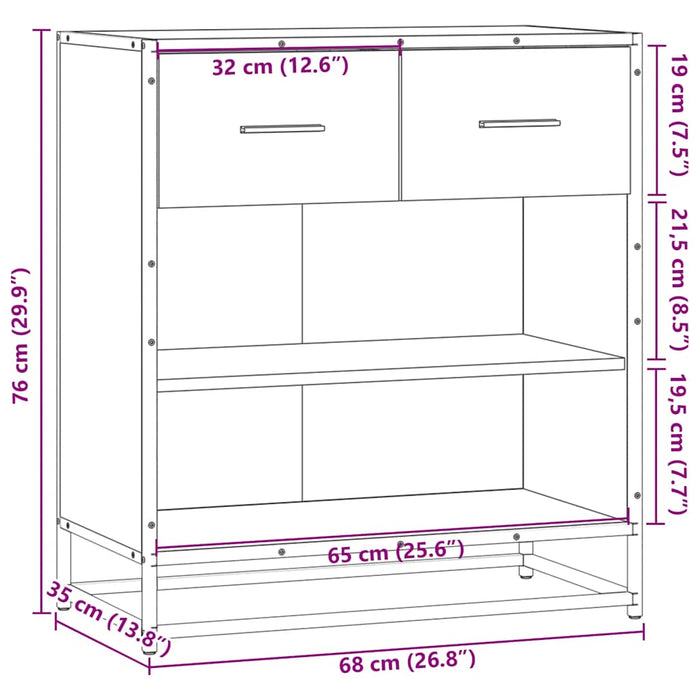 Bufetă gri Sonoma 68x35x76 cm din lemn prelucrat - WALTI WALTI
