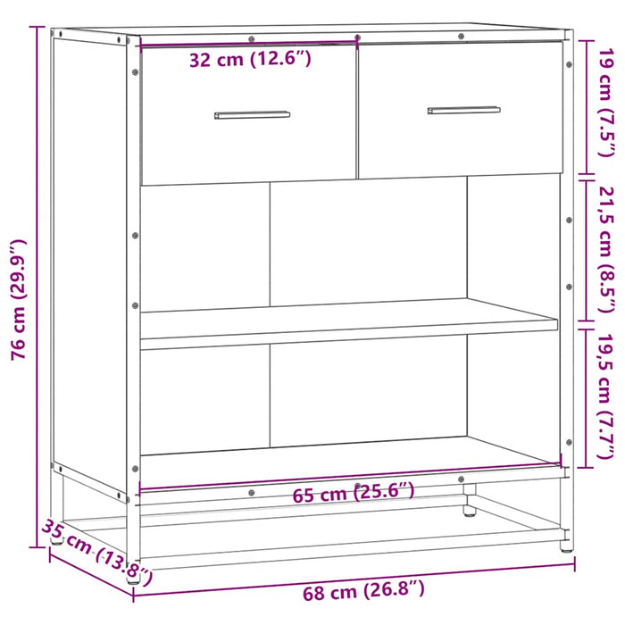 Bufetă Stejar maro 68x35x76 cm Lemn prelucrat - WALTI WALTI