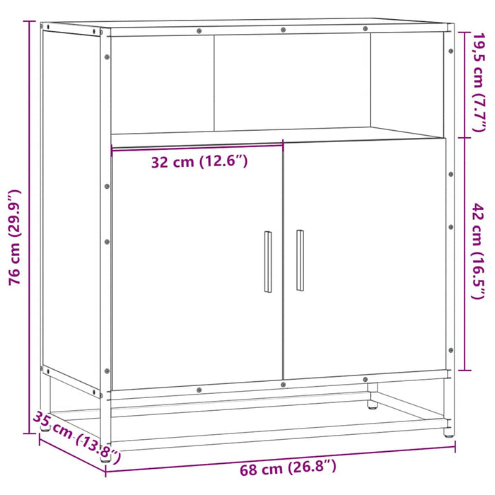 Bufetă Stejar afumat 68x35x76 cm Lemn prelucrat - WALTI WALTI