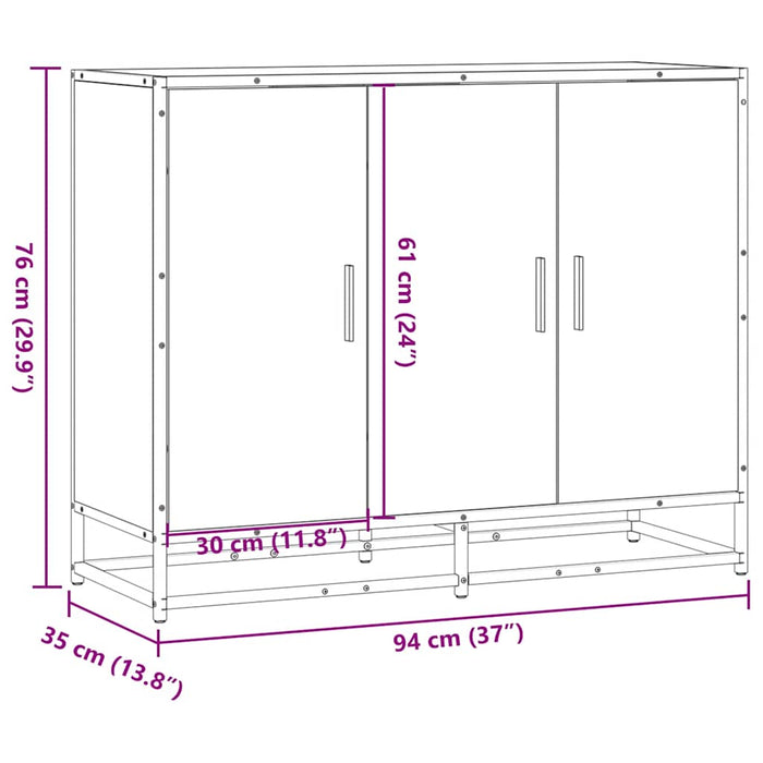 Dulap, stejar fumuriu, 94x35x76 cm, lemn prelucrat - WALTI WALTI