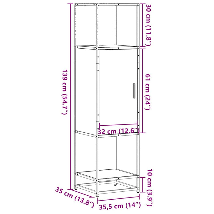 Dulapuru Stejar Sonoma 35,5x35x139 cm lemn și metal prelucrat - WALTI WALTI