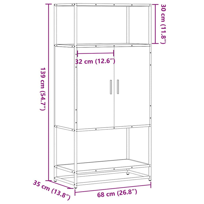 Dulapuru Stejar maro 68x35x139 cm lemn și metal prelucrat - WALTI WALTI