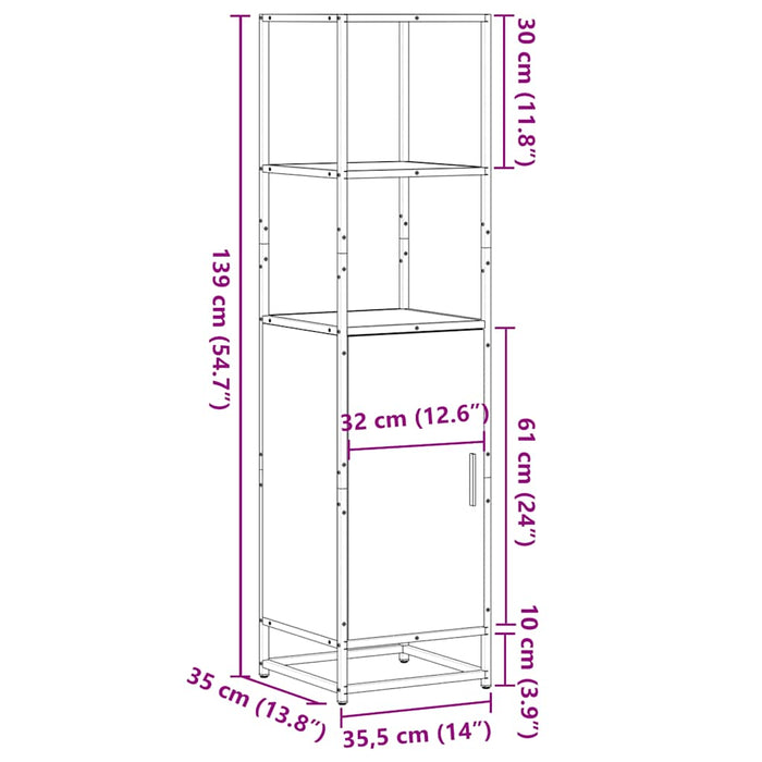 Dulapuru stejar afumat 35,5x35x139 cm lemn și metal prelucrat - WALTI WALTI