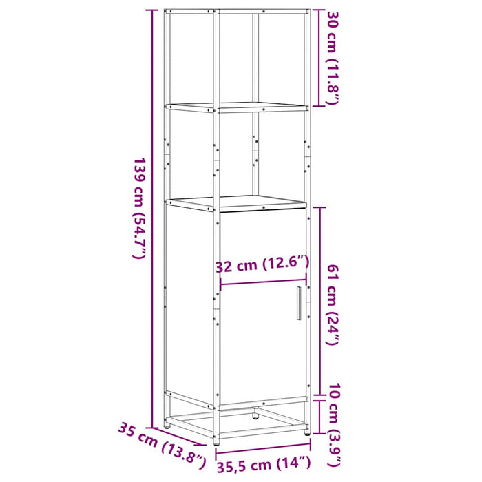 Dulap nalt gri Sonoma 35,5x35x139 cm lemn prelucrat - WALTI WALTI