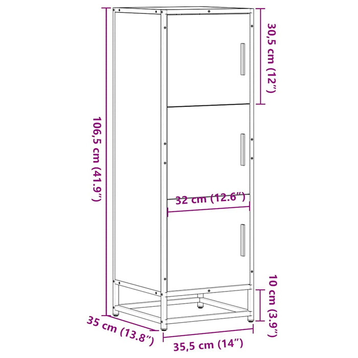 Dulapuru negru 35,5x35x106,5 cm lemn și metal prelucrat WALTI