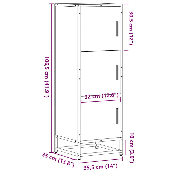 Dulapuru Stejar Sonoma 35,5x35x106,5 cm lemn și metal prelucrat WALTI