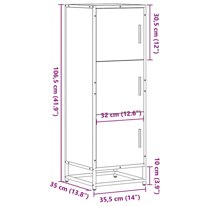 Dulapuru stejar maro 35,5x35x106,5 cm lemn și metal prelucrat WALTI