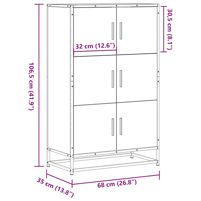 Dulap nalt gri Sonoma 68x35x106,5 cm lemn prelucrat - WALTI WALTI