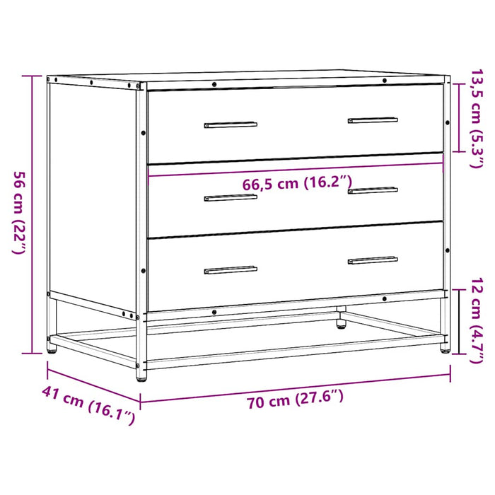Dulap cu sertare, negru, 70x41x56 cm, lemn compozit - WALTI WALTI