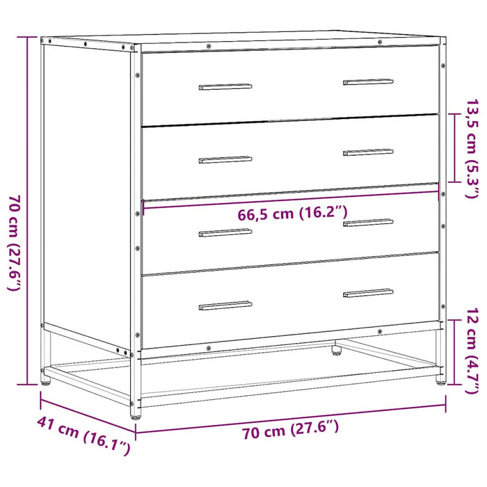 Dulap cu sertar, stejar maro, 70x41x70 cm, lemn prelucrat - WALTI WALTI