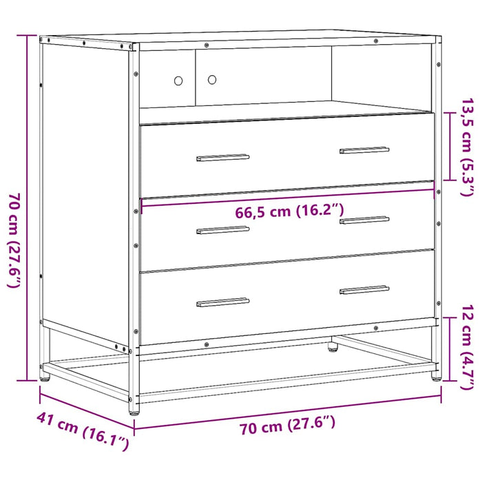 Dulap cu sertar, gri sonoma, 70x41x70 cm, lemn prelucrat - WALTI WALTI