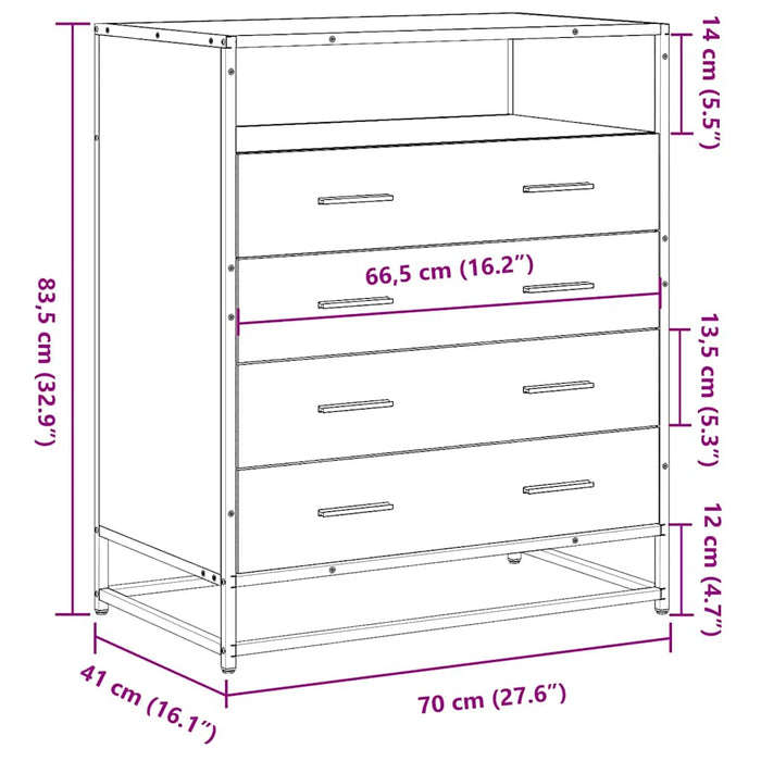 Dulap cu sertare, negru, 70x41x83,5 cm, lemn prelucrat - WALTI WALTI
