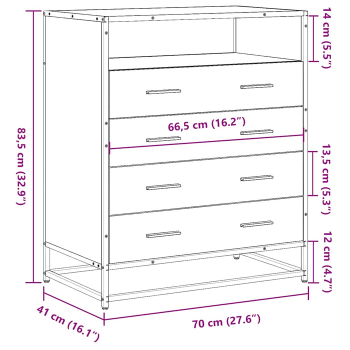 Dulap cu sertare, stejar sonoma, 70x41x83,5 cm, lemn prelucrat - WALTI WALTI