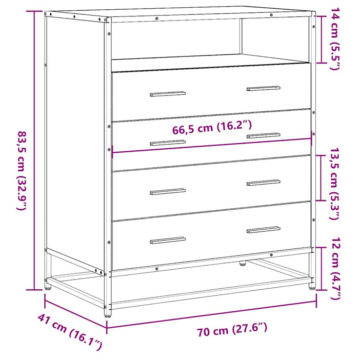 Dulap cu sertar, stejar fumuriu, 70x41x83,5 cm, lemn prelucrat - WALTI WALTI