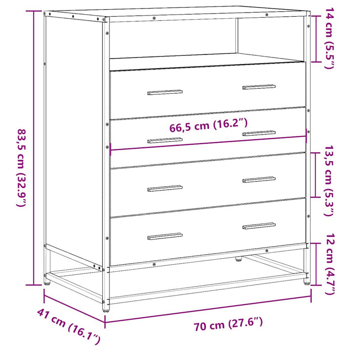 Dulap cu sertar, gri sonoma, 70x41x83,5 cm, lemn prelucrat - WALTI WALTI