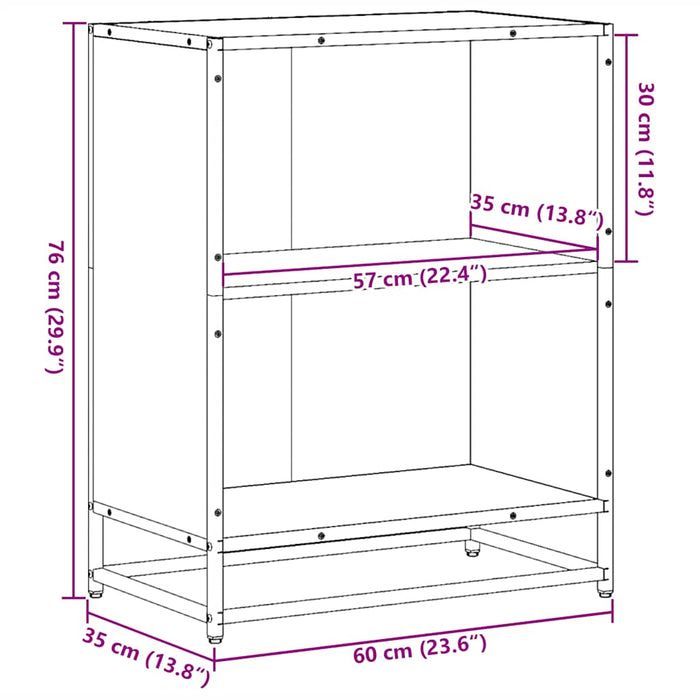 Dulap cu cărți negru 60x35x76 cm lemn prelucrat - WALTI WALTI