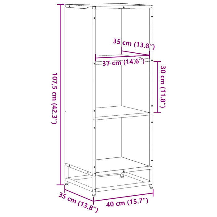 Dulap cu cărți negru 40x35x107,5 cm lemn prelucrat - WALTI WALTI