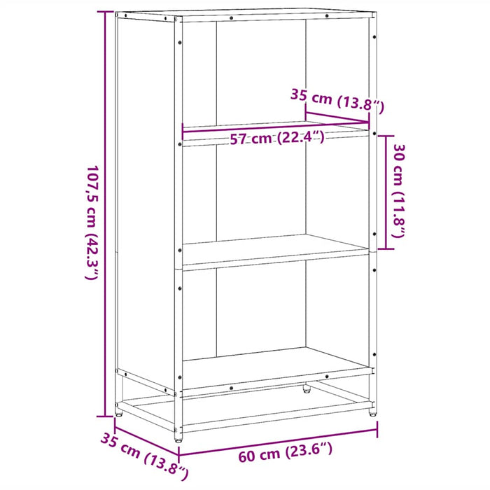 Dulap cu cărți negru 60x35x107,5 cm lemn prelucrat - WALTI WALTI