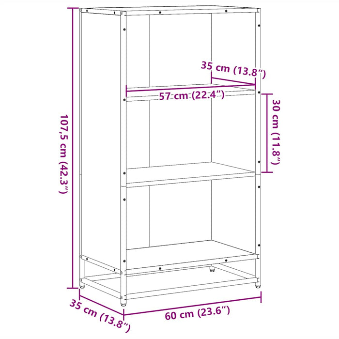 Bibliotecă, stejar maro, 60x35x107,5 cm, lemn prelucrat - WALTI WALTI