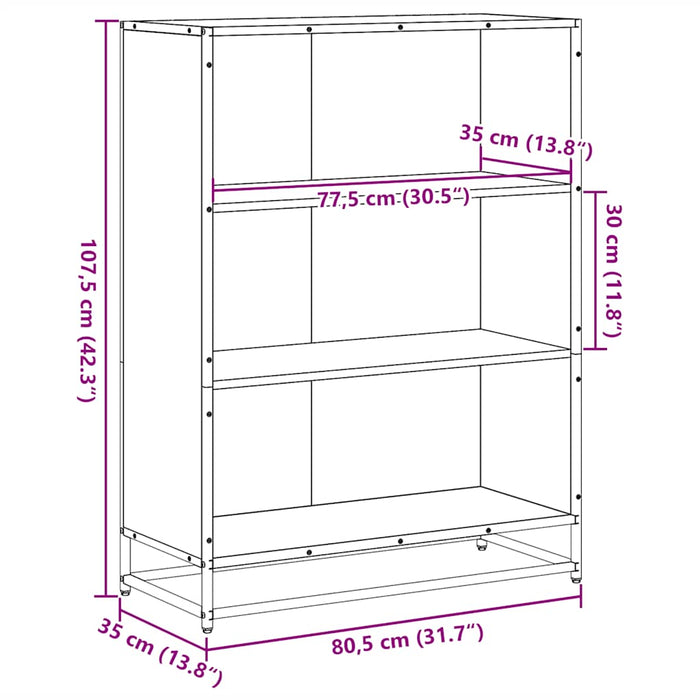 Bibliotecă, negru, 80,5x35x107,5 cm, lemn prelucrat - WALTI WALTI