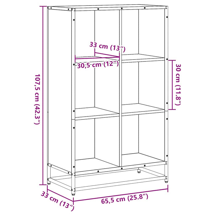 Bibliotecă, negru, 65,5x33x107,5 cm, lemn prelucrat - WALTI WALTI