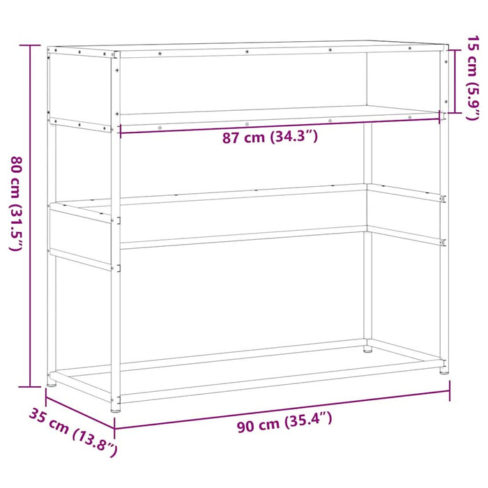 Măsuță consolă, stejar maro, 90x35x80 cm, lemn prelucrat - WALTI WALTI