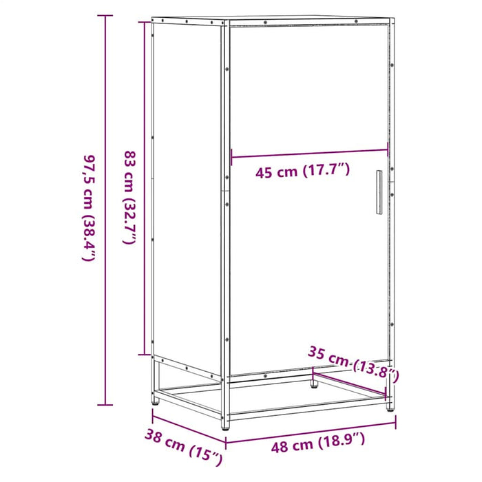 Suport pantofi Stejar afumat 48x38x97,5 cm Lemn prelucrat - WALTI WALTI