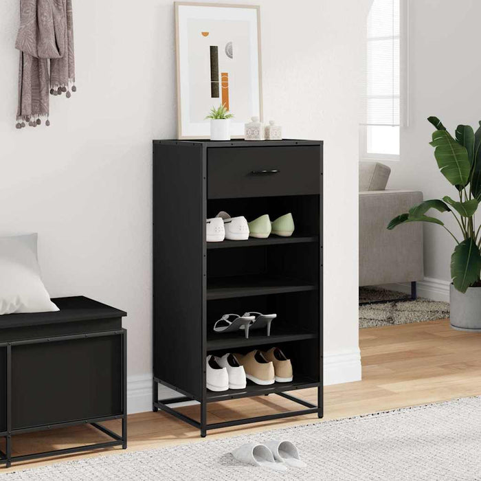 Suport pentru pantofi negru 48x38x97,5 cm Lemn prelucrat - WALTI WALTI