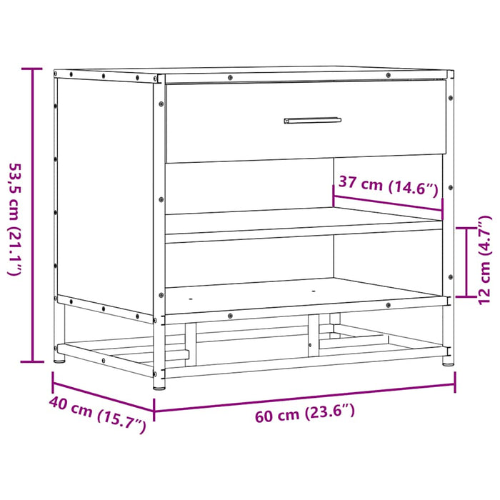 Bancă de pantofi neagră 60x40x53,5 cm lemn și metal prelucrat WALTI