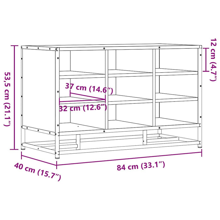 Bancă de pantofi neagră 84x40x53,5 cm lemn și metal prelucrat WALTI