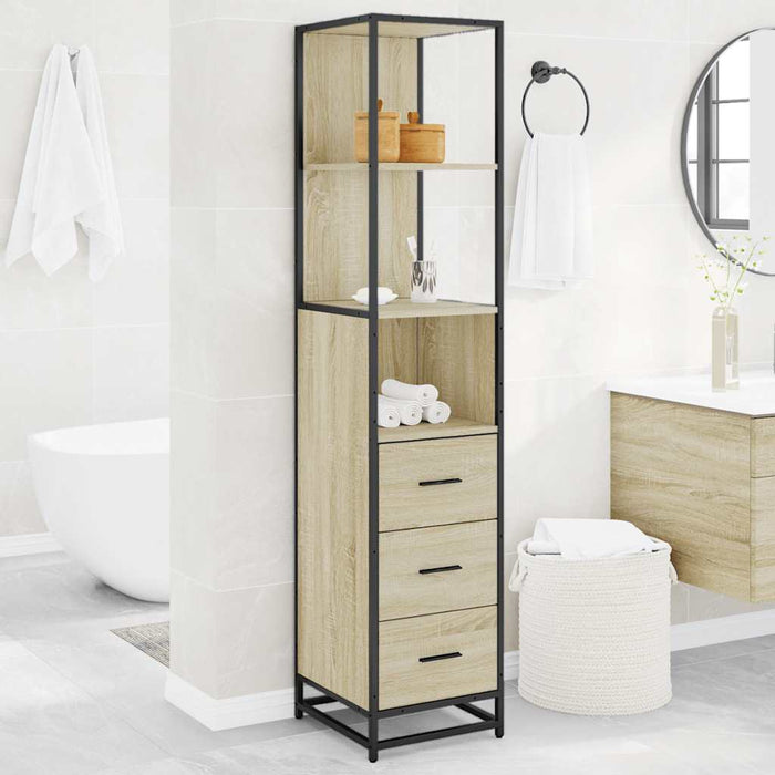Dulap de baie, stejar sonoma, 35x37,5x166 cm, lemn prelucrat - WALTI WALTI