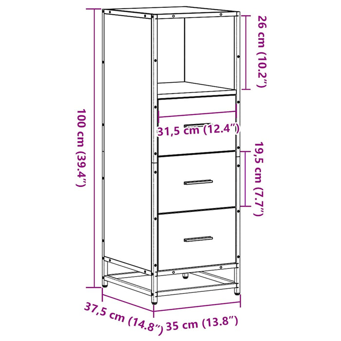 Dulap de baie stejar Sonoma 35x37,5x100 cm lemn prelucrat - WALTI WALTI