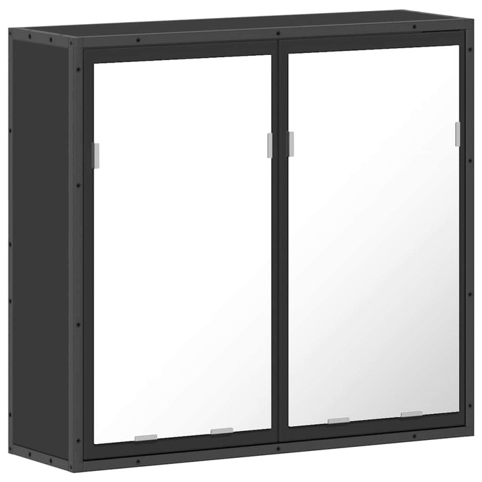 Dulap cu oglindă pentru baie neagră 65x20x60 cm lemn prelucrat WALTI