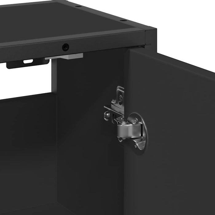 Dulap cu oglindă pentru baie neagră 65x20x60 cm lemn prelucrat WALTI