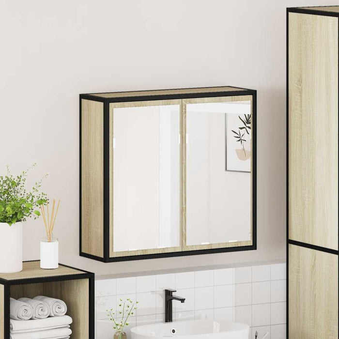 Dulap baie cu oglindă stejar sonoma 65x20x60 cm lemn compozit - WALTI WALTI